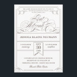 Antique Ticket Vintage Bat Mitzvah Invitation<br><div class="desc">A formal,  elegant yet fun thematic design borrowing elements from a vintage admissions ticket.  French gray instead of black give it a more modern feel. Choose your paper type,  die cut and change the colors as desired.</div>
