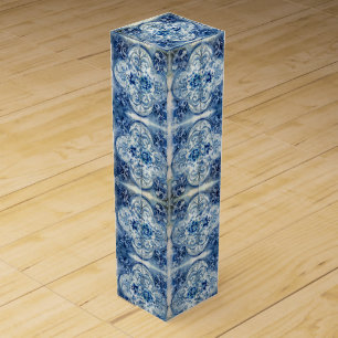 Antique Tile in Delft Blue  Wine Box