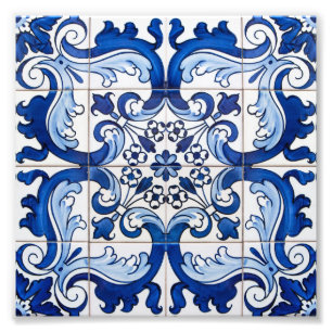 Antique Tile Pattern Portuguese Azulejo Photo Print