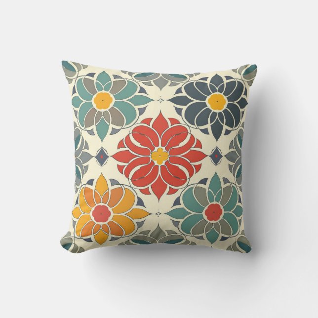 Antique Tile Pattern Seamless Pillow (Front)