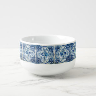 Antique Tiles in Delft Blue Soup Mug