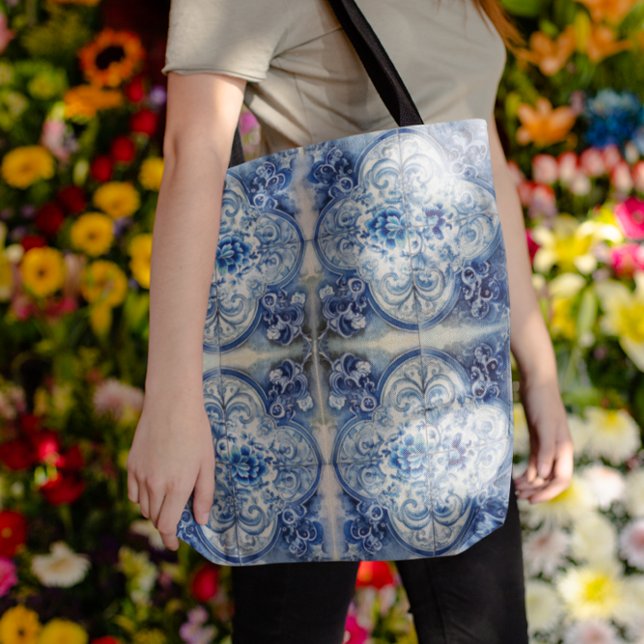 Antique Tiles in Delft Blue  Tote Bag (Creator Uploaded)