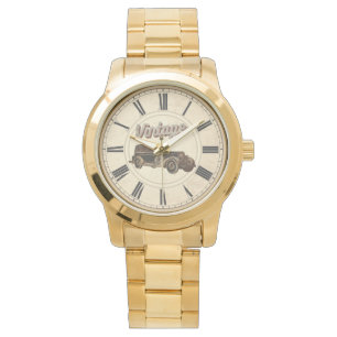 ANTIQUE TIME ROMAN NUMERALS VINTAGE CAR WATCH