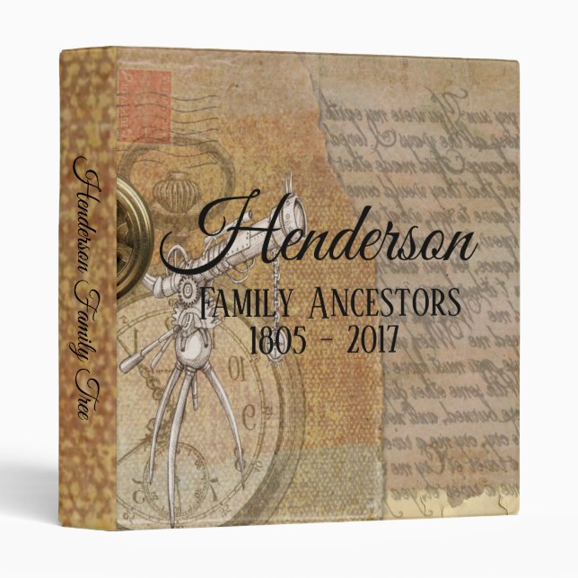 Antique Timepiece Ancestor Photo Binder (Front/Spine)
