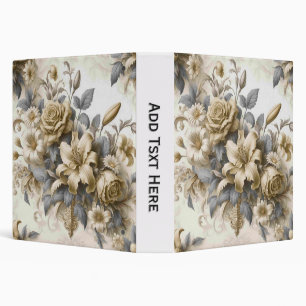 Antique Tinge Yellow Floral Perfection 3 Ring Binder