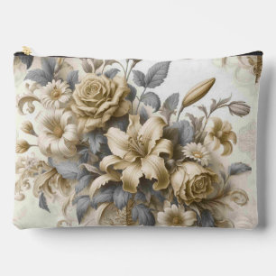 Antique Tinge Yellow Floral Perfection Accessory Pouch