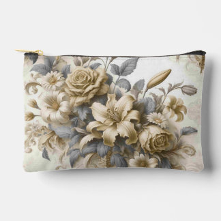 Antique Tinge Yellow Floral Perfection Accessory Pouch