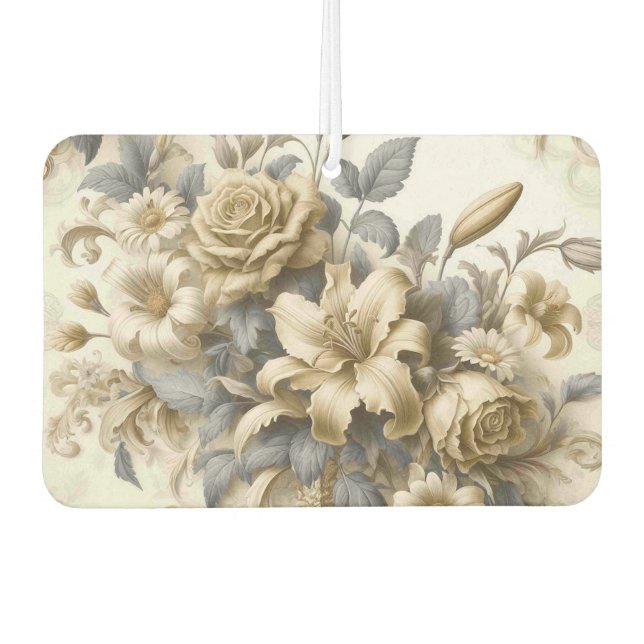 Antique Tinge Yellow Floral Perfection Air Freshener (Front)