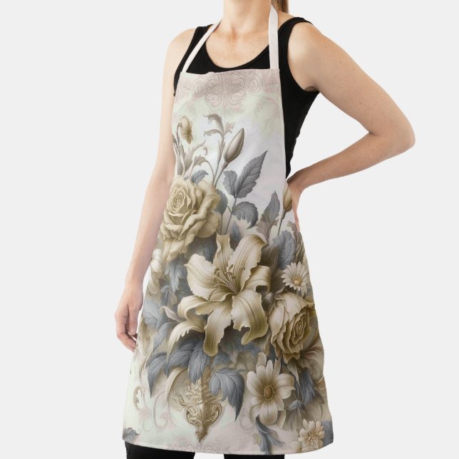 Antique Tinge Yellow Floral Perfection Apron (Insitu)