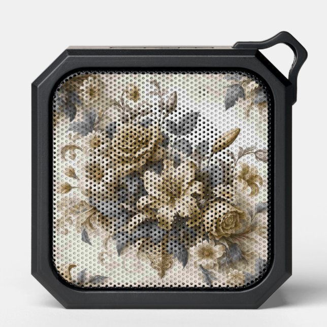Antique Tinge Yellow Floral Perfection Bluetooth Speaker (Front)
