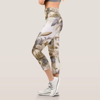 Antique Tinge Yellow Floral Perfection Capri Leggings