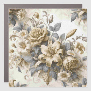 Antique Tinge Yellow Floral Perfection Car Magnet