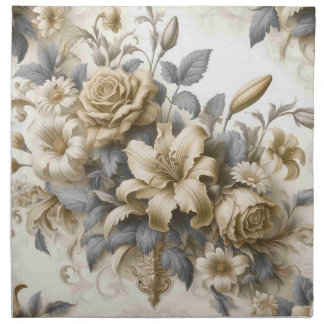 Antique Tinge Yellow Floral Perfection Cloth Napkin