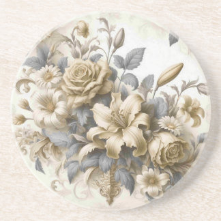 Antique Tinge Yellow Floral Perfection Coaster