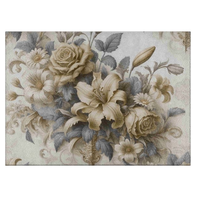 Antique Tinge Yellow Floral Perfection Cutting Board (Front)