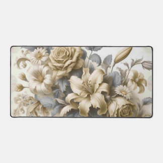 Antique Tinge Yellow Floral Perfection Desk Mat