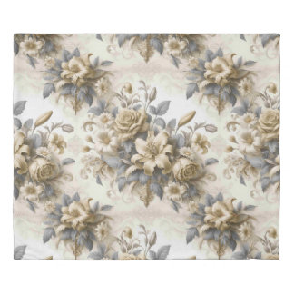 Antique Tinge Yellow Floral Perfection Duvet Cover