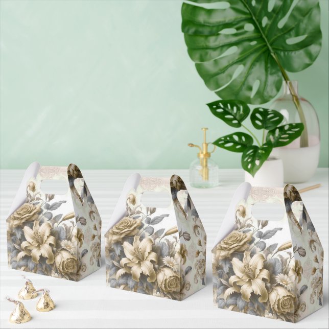 Antique Tinge Yellow Floral Perfection Favor Boxes (Multiple)