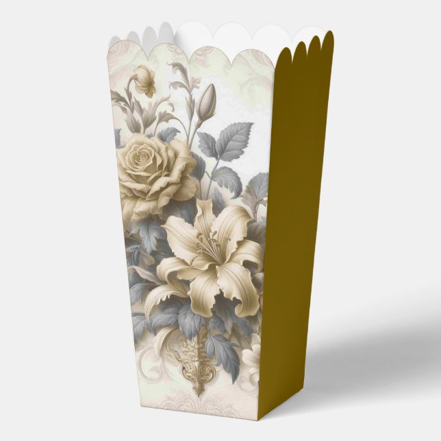 Antique Tinge Yellow Floral Perfection Favor Boxes (Front)