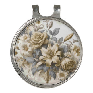 Antique Tinge Yellow Floral Perfection Golf Hat Clip