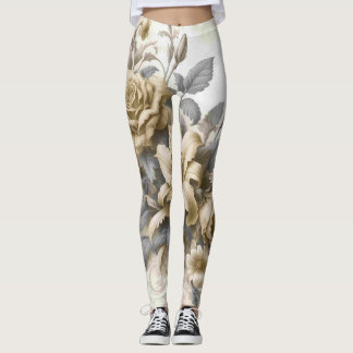 Antique Tinge Yellow Floral Perfection Leggings