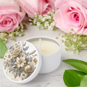 Antique Tinge Yellow Floral Perfection Mini Candle Favors