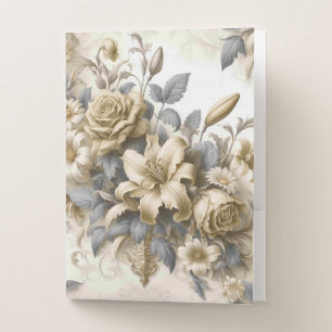 Antique Tinge Yellow Floral Perfection Pocket Folder