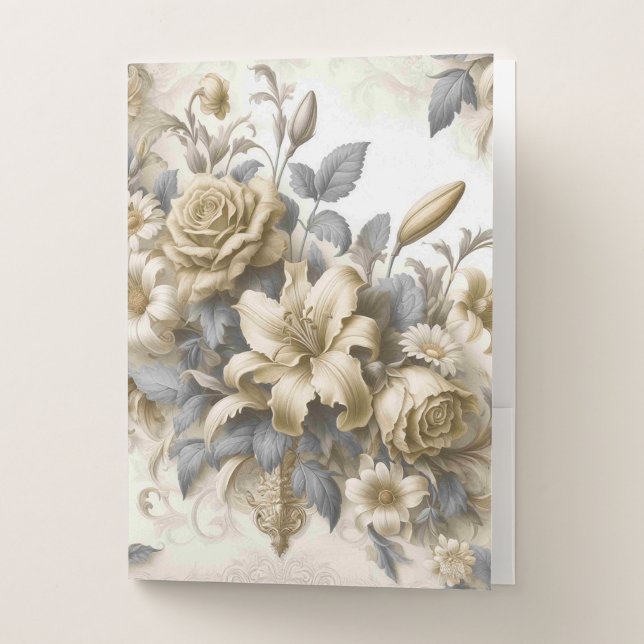 Antique Tinge Yellow Floral Perfection Pocket Folder (Front)
