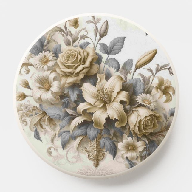 Antique Tinge Yellow Floral Perfection PopSocket (Popsocket)