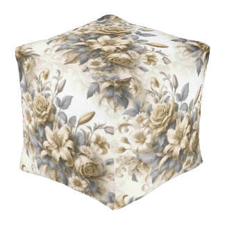 Antique Tinge Yellow Floral Perfection Pouf