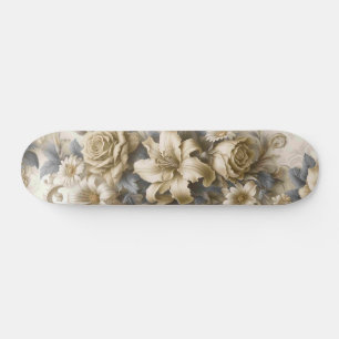 Antique Tinge Yellow Floral Perfection Skateboard