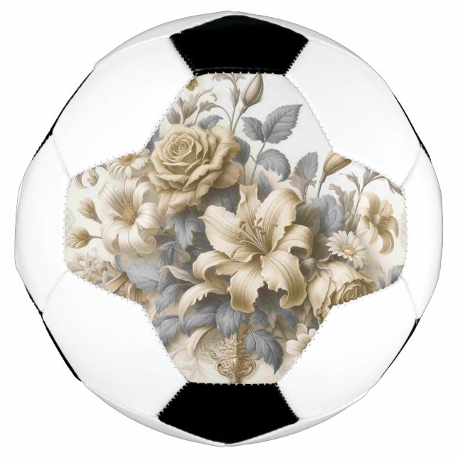 Antique Tinge Yellow Floral Perfection Soccer Ball (Front)