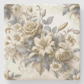 Antique Tinge Yellow Floral Perfection Stone Coaster