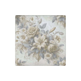 Antique Tinge Yellow Floral Perfection Stone Magnet