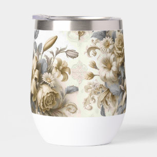 Antique Tinge Yellow Floral Perfection Thermal Wine Tumbler