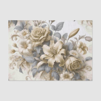 Antique Tinge Yellow Floral Perfection Tissue Paper