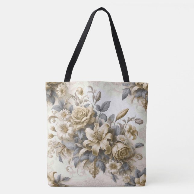 Antique Tinge Yellow Floral Perfection Tote Bag (Front)