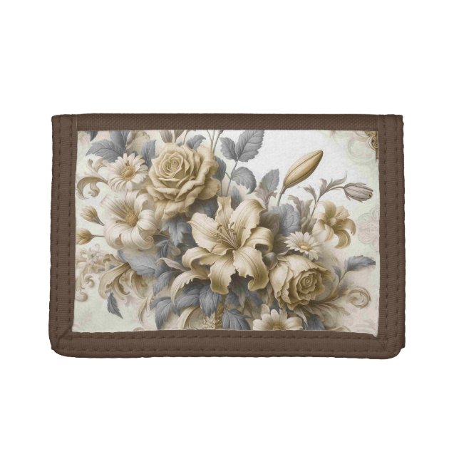 Antique Tinge Yellow Floral Perfection Trifold Wallet (Front)