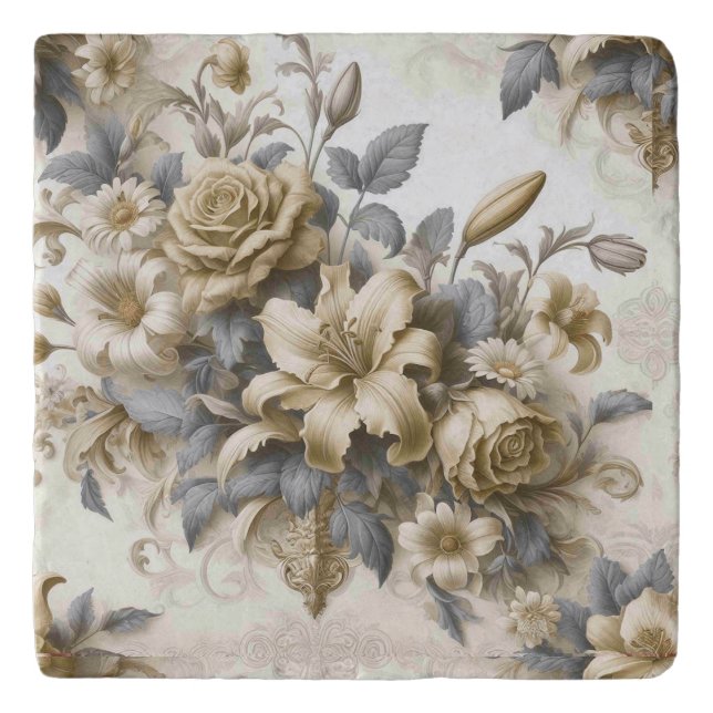 Antique Tinge Yellow Floral Perfection Trivet (Front)