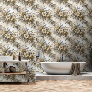 Antique Tinge Yellow Floral Perfection Wallpaper