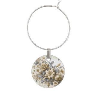 Antique Tinge Yellow Floral Perfection Wine Charm