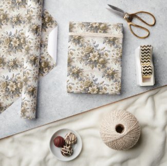 Antique Tinge Yellow Floral Perfection gift Wrap