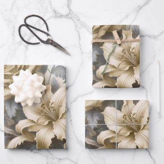 Antique Tinge Yellow Floral Perfection Wrapping Paper Sheets