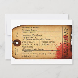 Antique Toe Tag Invitation - Morgue - Halloween