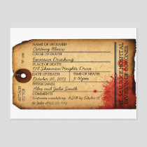 Antique Toe Tag Invitation - Morgue - Halloween