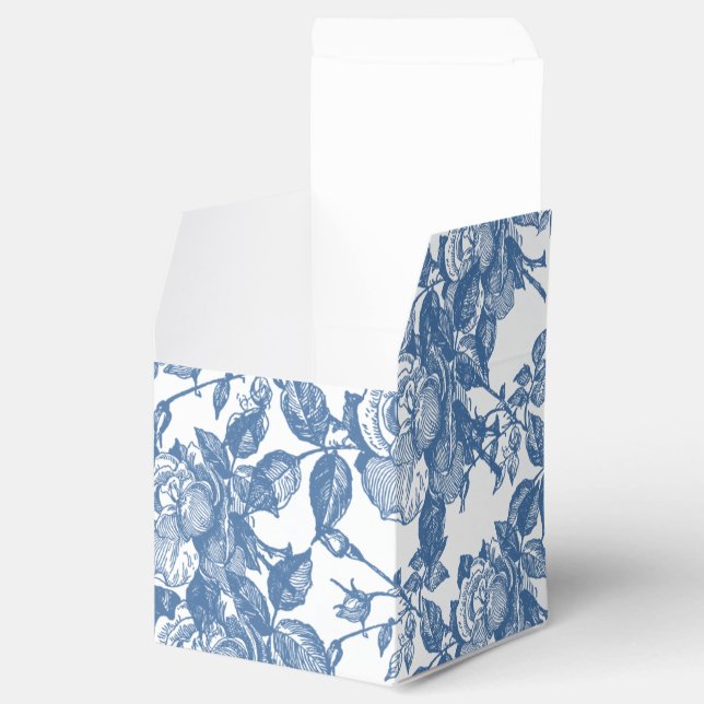 Antique Toile Blue Rose Inspired Favor Boxes (Opened)