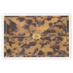 "Antique Tortoise Tea Caddy" Lucite Tray