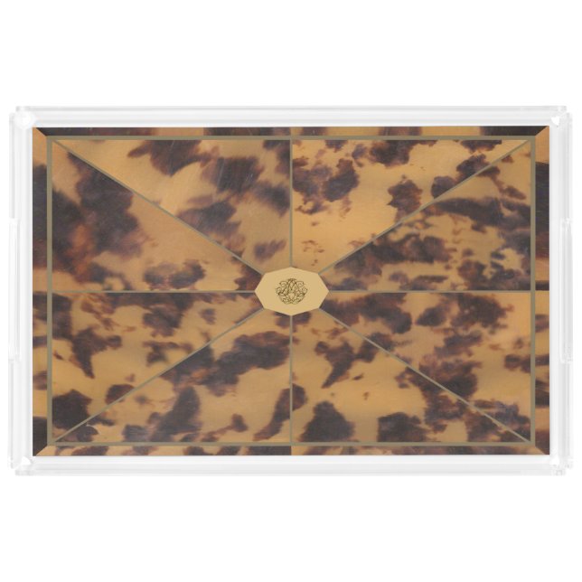 "Antique Tortoise Tea Caddy" Lucite Tray (Front)