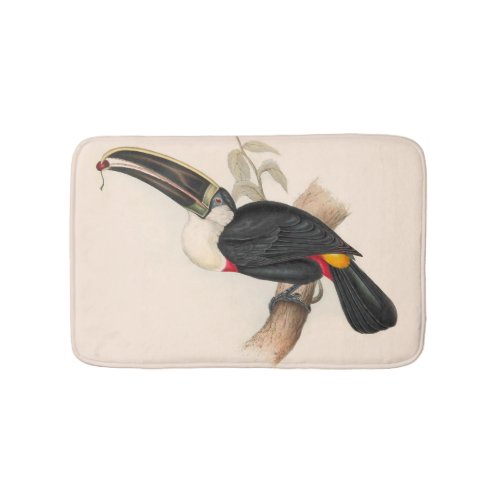 Antique Toucan Bird Wildlife Painting Bath Mat