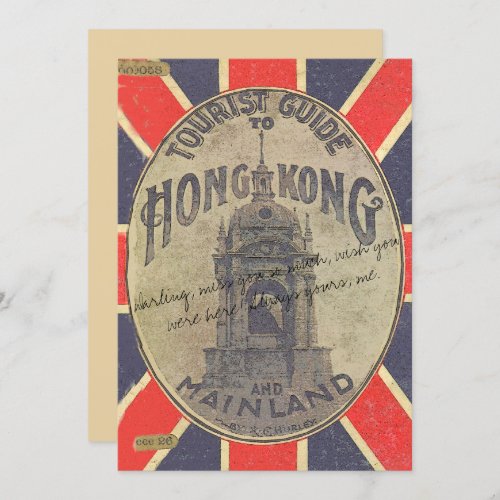 Antique Tourist Guide to Hong Kong with Union Jack Card